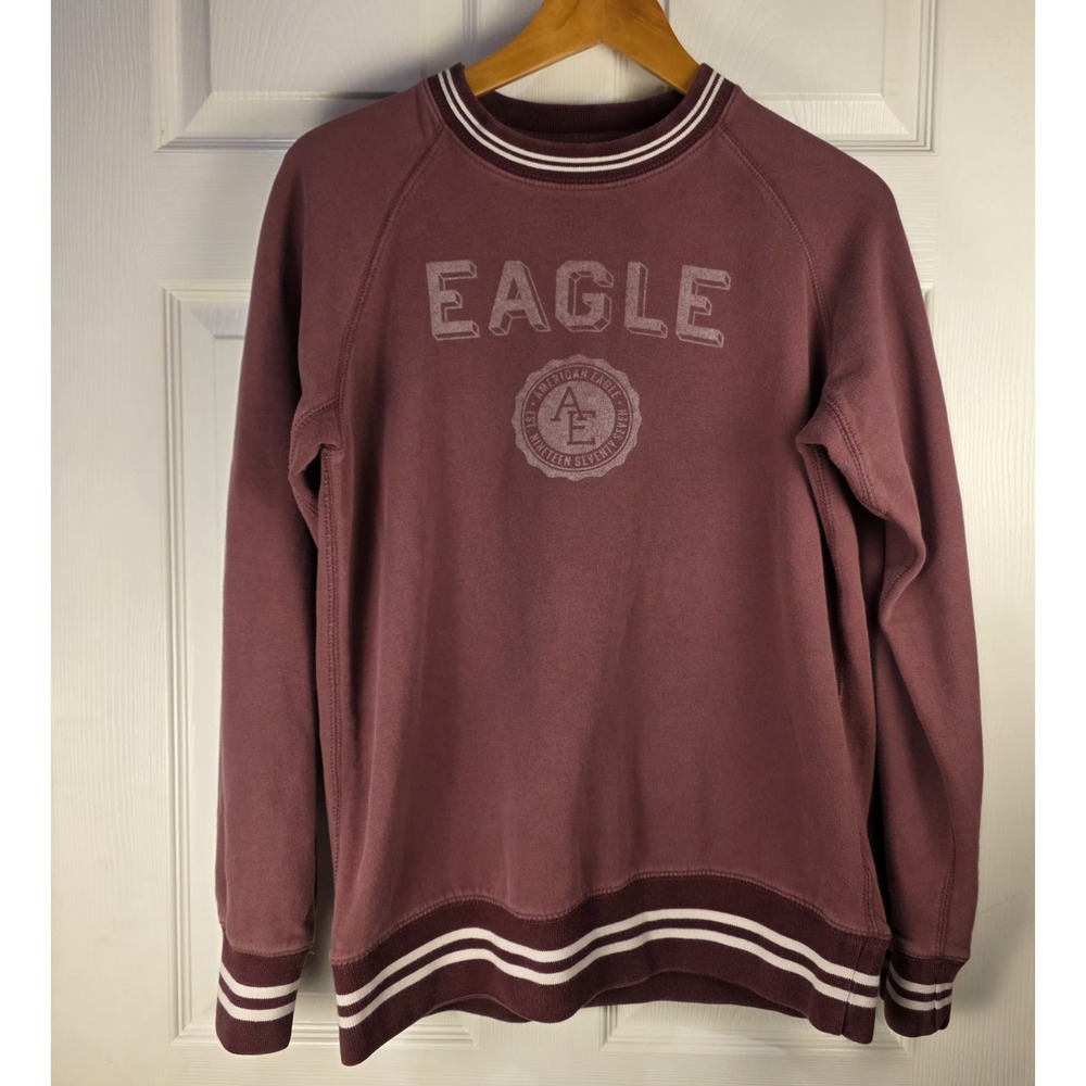 VTG Y2K American Eagle Medium Burgundy Sweatshirt Pullover LongSleeve CrewNeck